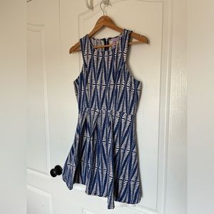 Ayla 100% Cotton Dress Size Large fit and flare ikat print